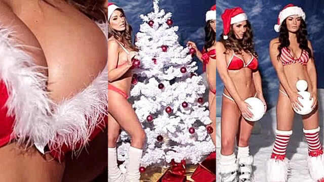 Lucy Pinder shwoing her big tits in christmans dress leaked video