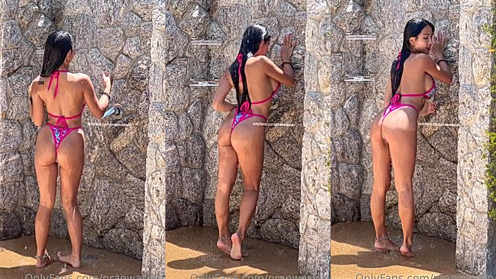 Sexy thai girl outdoor shower Praewasian leaked