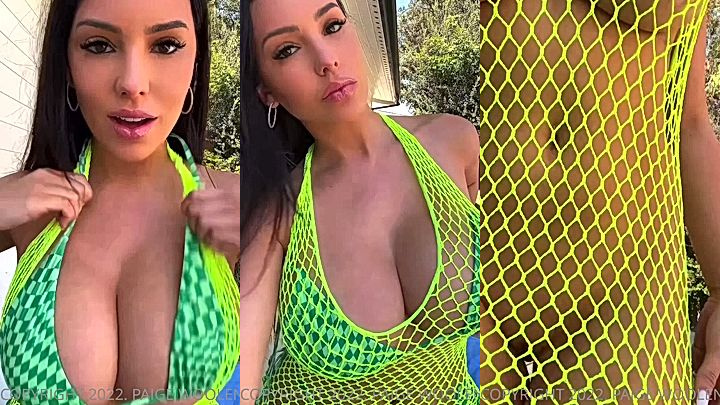 Paige Woolen in her sexy lemon green lingerie couldnt help butr show off her amazing boobs and body