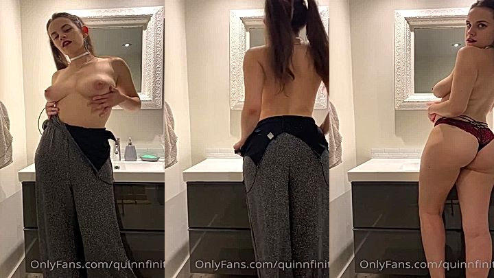 nude leaked onlyfans QuinnFinite sexy slut undressing in the toilet