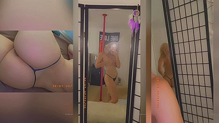 naked slut Bree Louise showing off tits infront of the mirro