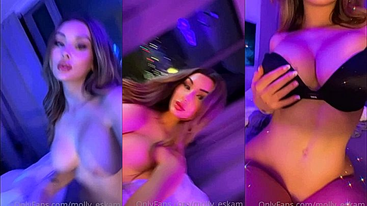 leaked video of nasty sexy goddess Molly Eskam grab and squeeze her huge boobs in this video