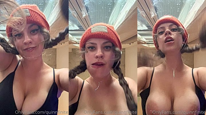 hand gliding over my big bouny tits until my nipples are hard