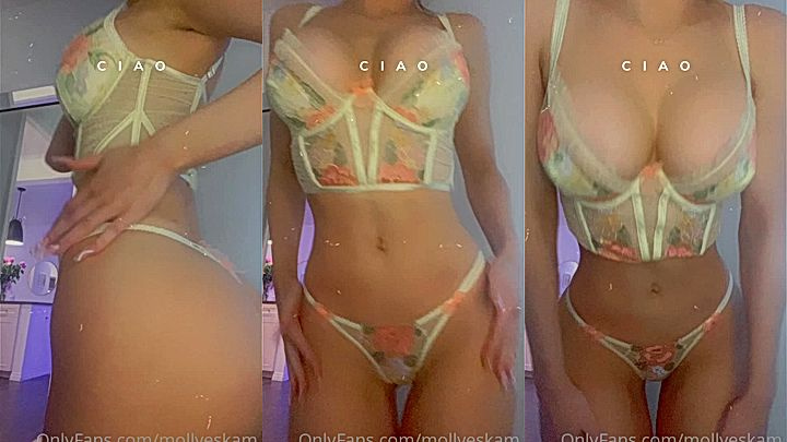 leaked video of sexy nasty model Molly Eskamruns her hand over hersoft tits and ass