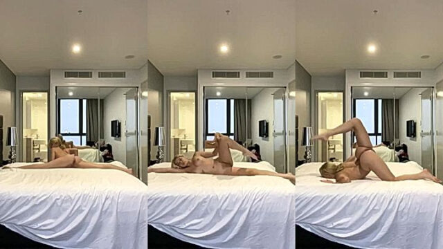 sexy bitch arches her big booty on the bed