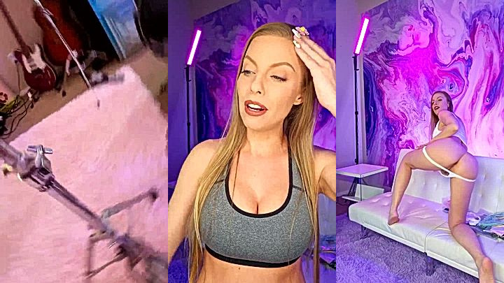 big booty model Britney Amber undresses to shake her big juicy tits naked