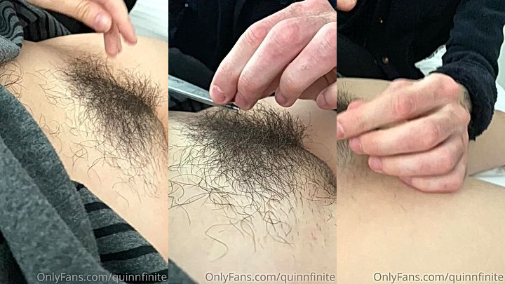 do you wanna eat my hairy coochie? nasty model QuinnFinite trims her coochie hair