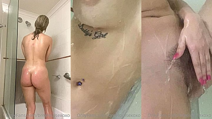 Bree Louise rubs her wet pussy while taking a shower