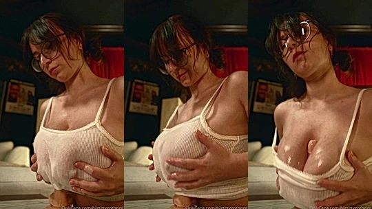 naughty hot sexy model Bigtittygothegg play with her sexy big boobs in her bedroom