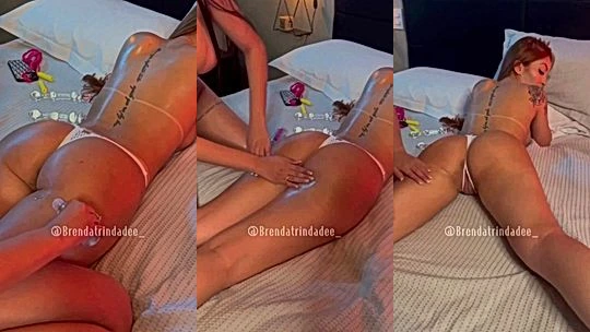 horny onlyfans model Brenda Trindade get a dildo in her wet coochie by her slutty bitch and moans