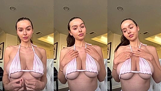leaked video of naughty wild damsel Sophie Mudd rub lotion on her juicy tits