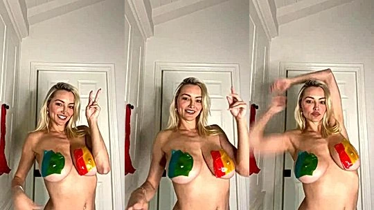 blonde sexy baddie Lindsey Pelas painted her big boobs