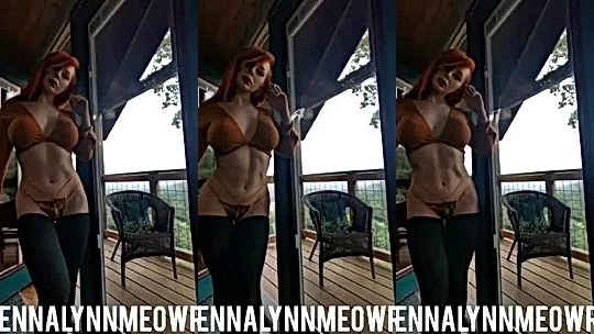 sexy hot model Jenna Lynn Meowri play with her sexy ass on the balcony