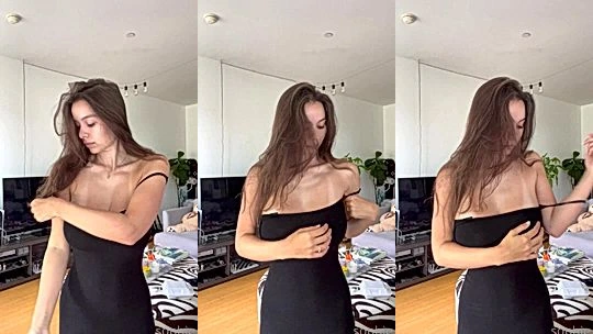 dirty horny babe Sophie Mudd with massive boobs undresses and flaunt her assets