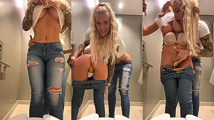 hot nasty model Viking Barbie pulls her trouser down and finger her coochie hard