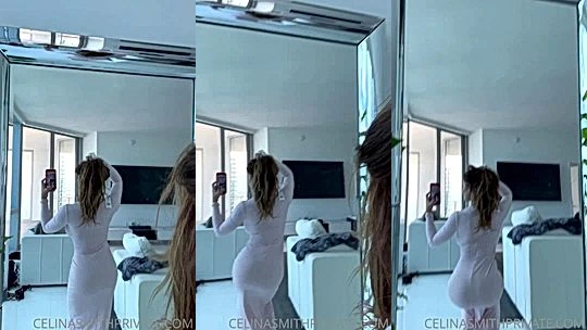 dirty sexy hot model Celina Smith recorded a mirror video of her wiggling hr sexy ass on cam