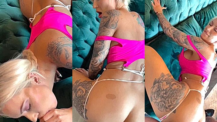 big tits model Viking Barbie big booty boune as she rides on huge white cock