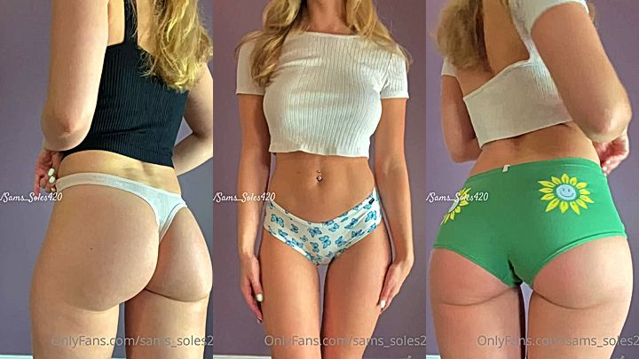 bad bitch Sams soles21 tries different panties in this video