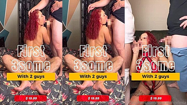 crazy red hair chick yourlilangelmia with her first threesome sextape