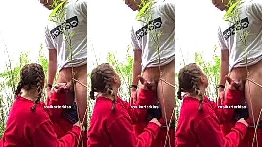 naughty sey hot model Rosikarterkiss swallowed huge hard cock in public, leaked video