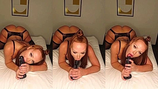 horny girl Bambi Doe suck dildo slowly till her eyes tear up leaked onlyfans video