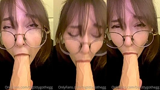 horny blonde Bigtittygothegg suck huge dildo till her eyes tear up onlyfans leak video