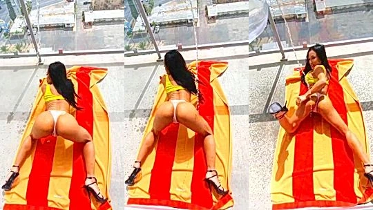 horny girl CJ Miles soak her tits and booty tease anyone could see onlyfans leak video