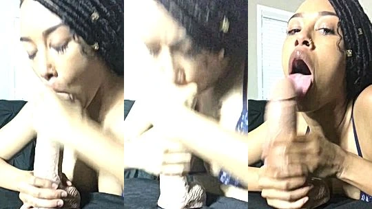 mixed naughty onlyfans model MissBNasty suck her big dildo and stroke it on her big tits