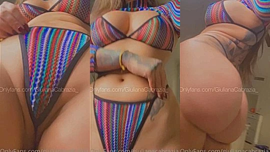 sexy onlyfans model Giuliana Cabrazia fingers her coochie and shows her big tits in lingerie