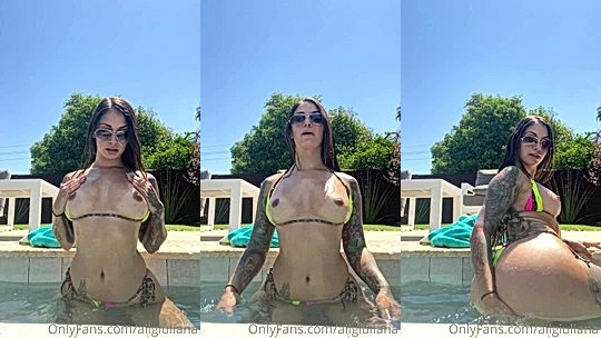sexy onlyfans model Giuliana Cabrazia swim in the pool and shakes her big ass
