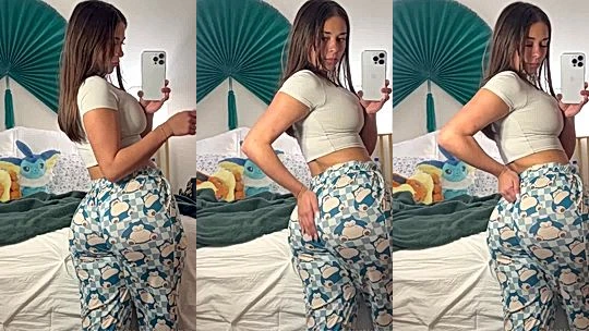 Sophieraiin in her bedroom bored and alone teasing with her big nice ass on cam, leaked video