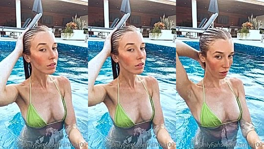 sexy american onlyfans model Goddess_amber swin in the pool and shows her tits in lingerie